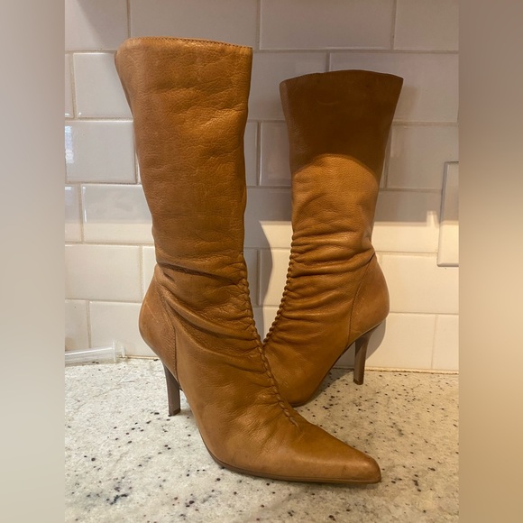STEVE MADDEN Honey Leather Stilletos Boots - Picture 1 of 9